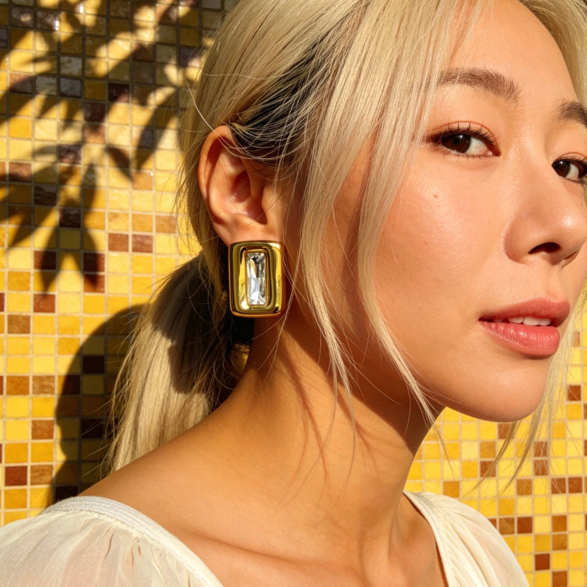 AureaJewelry - Baguette Crystal Stud Earrings