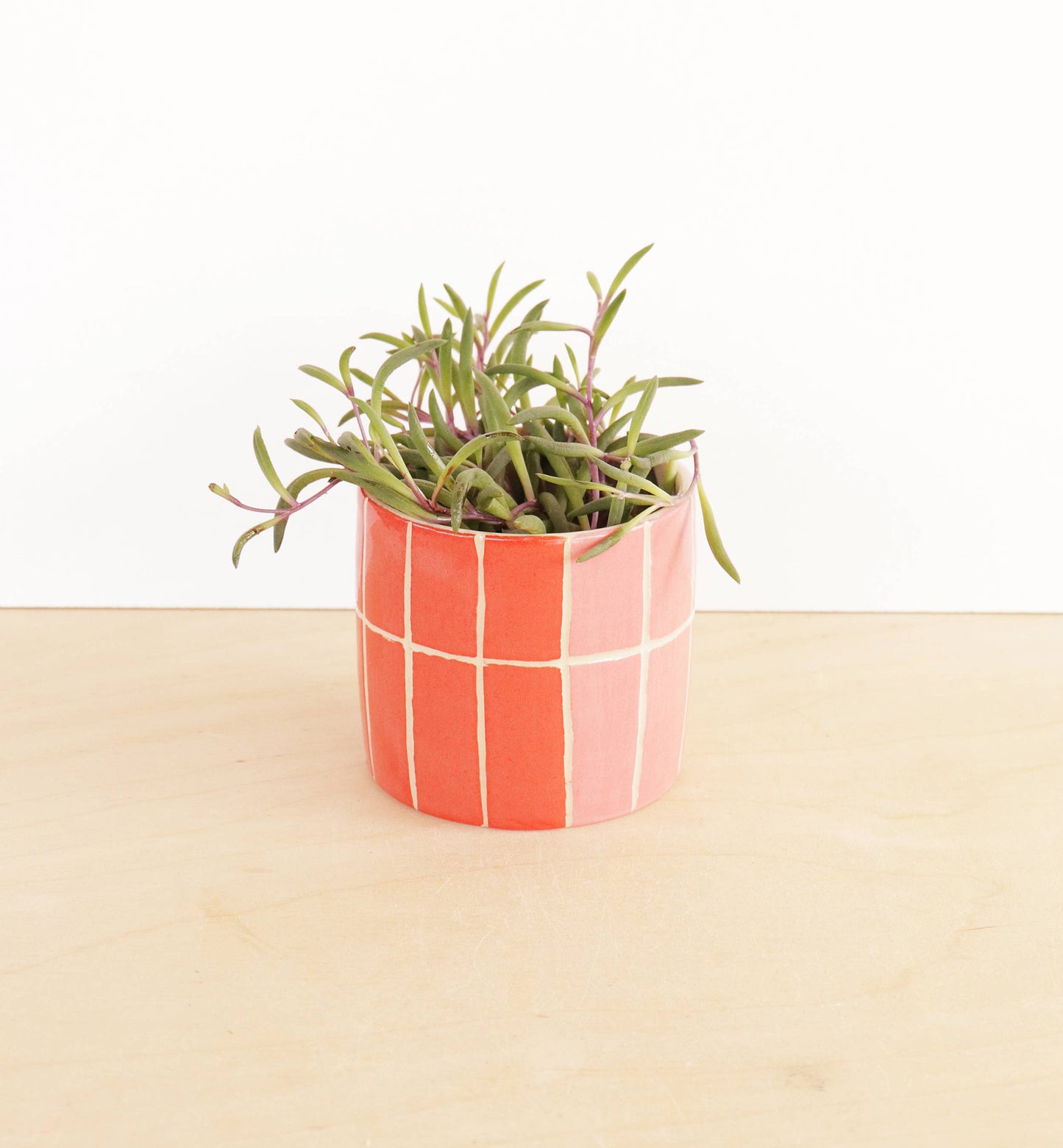 Nightshift Ceramics - Small Ceramic Planter (Pink & Red)