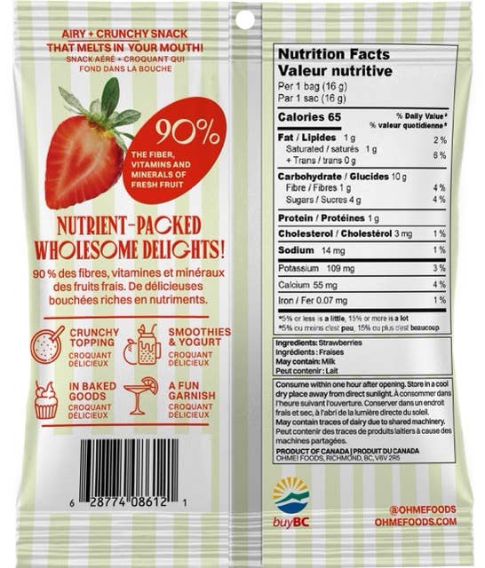 OHME! Foods - Crispy Strawberries (Snack Size)