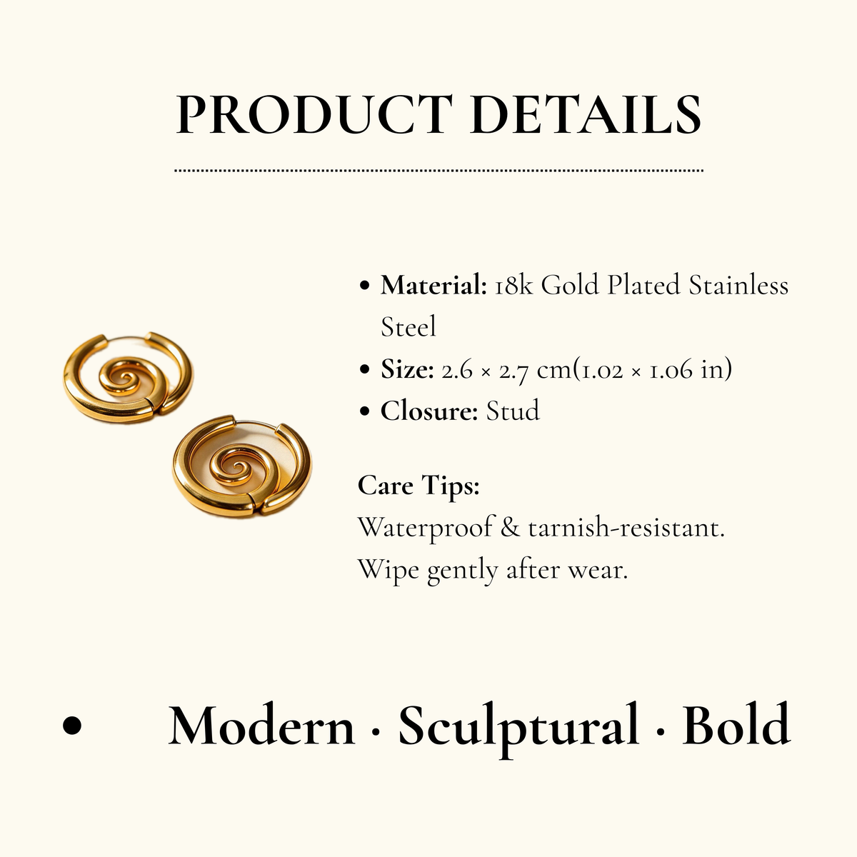 AureaJewelry - Swirl Hoop Earrings