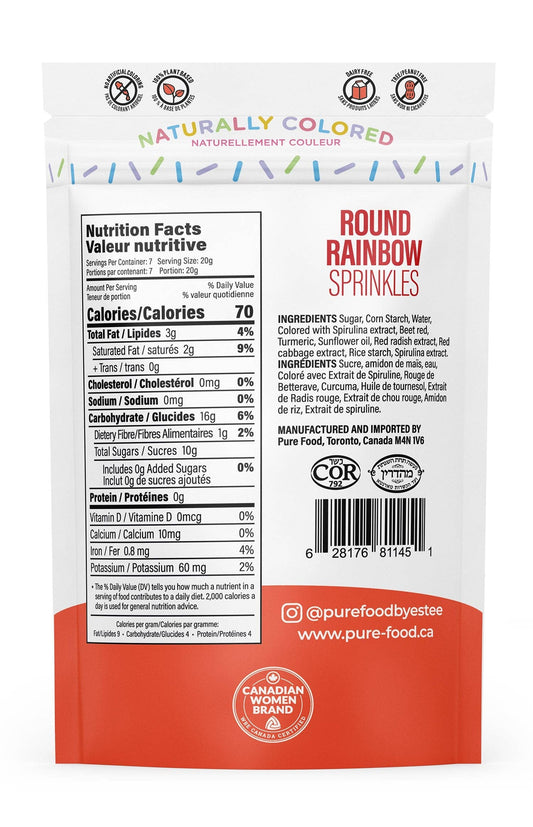 Pure Food - Rainbow All Natural Round Sprinkles