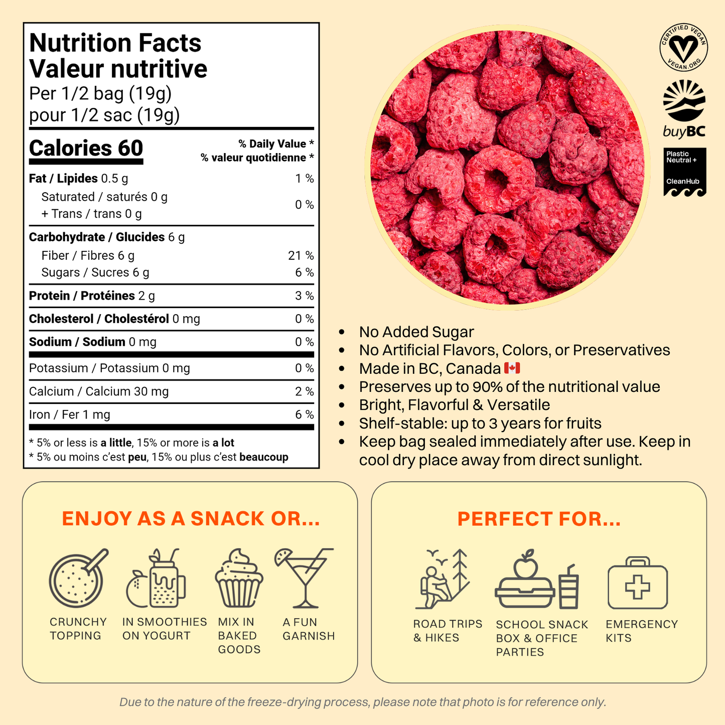 OHME! Foods - Freeze-Dried Raspberries