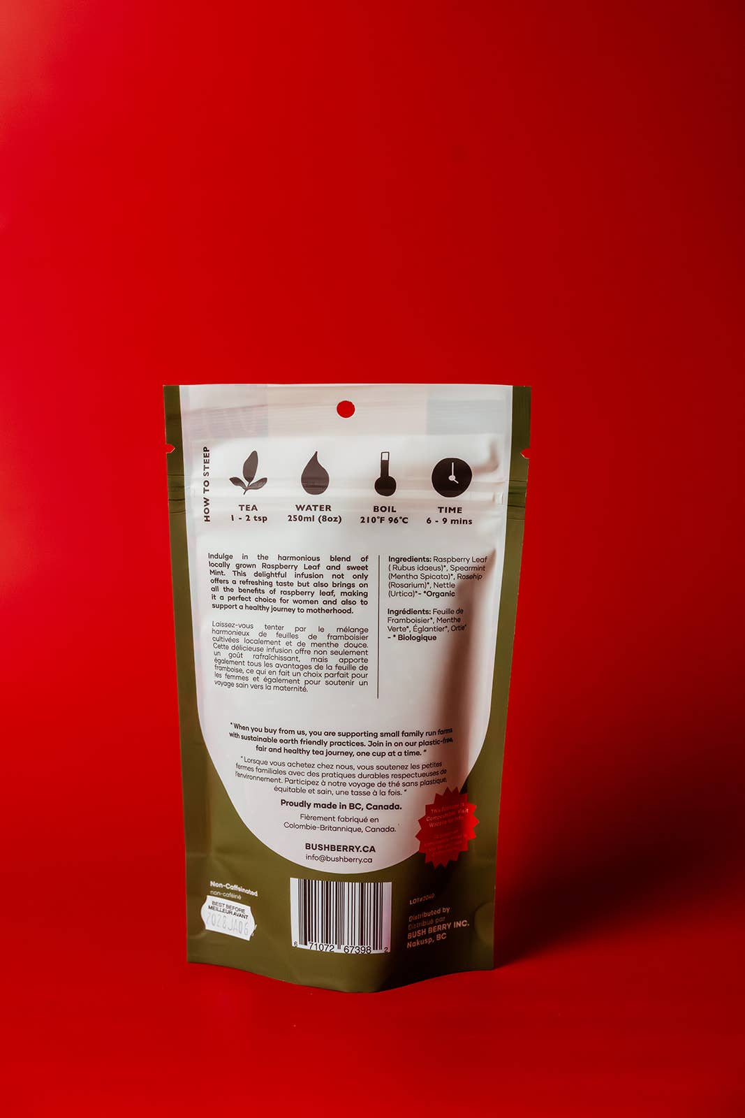 Bush Berry - Organic Raspberry Leaf + Mint Tea Loose Leaf Tea