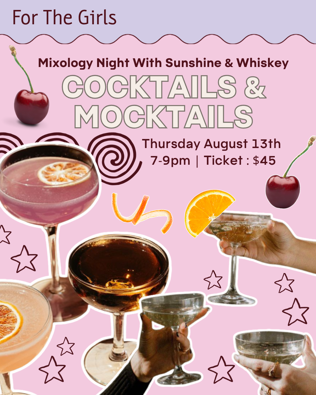 EVENT: COCKTAILS &amp; MOCKTAILS - Mixology Night With Sunshine & Whiskey (Aug 13th)