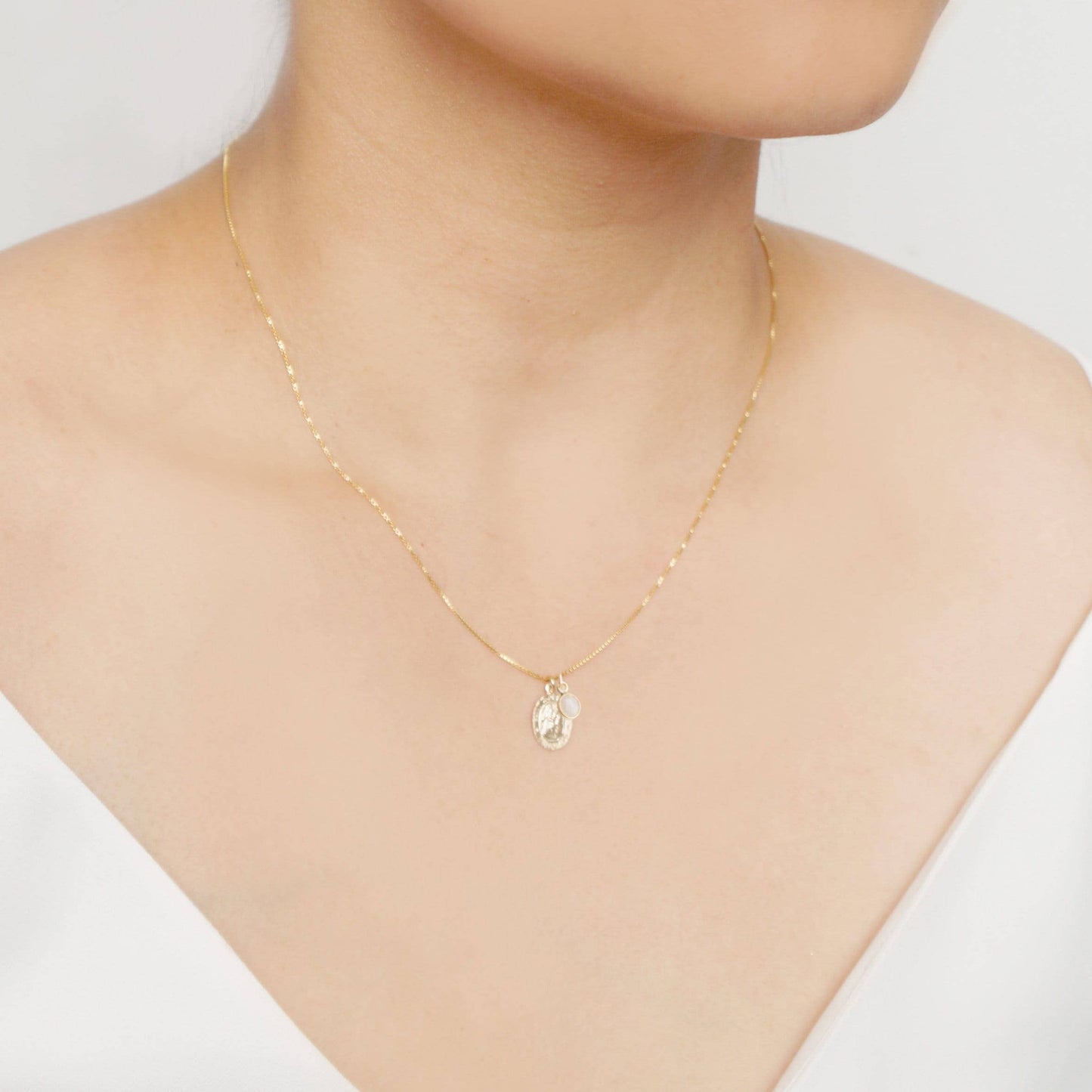 Hunter & Trove - Traveler's Protection Coin Medallion with Moonstone Necklace